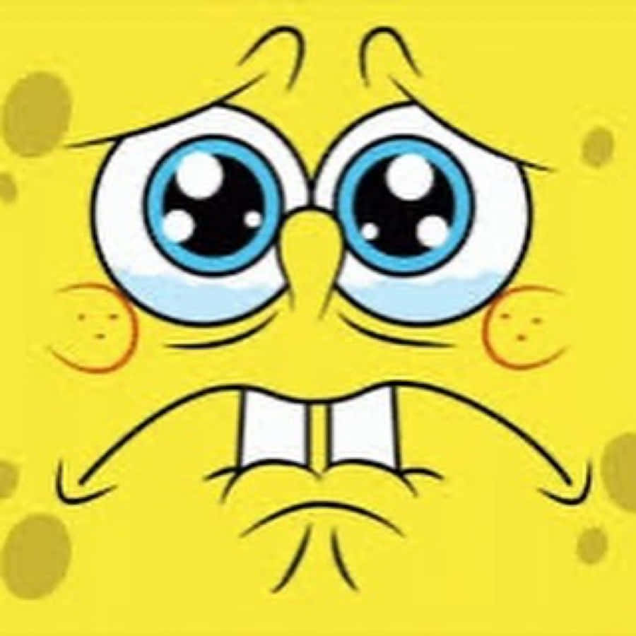 Primerplano de la cara de Bob Esponja llorando