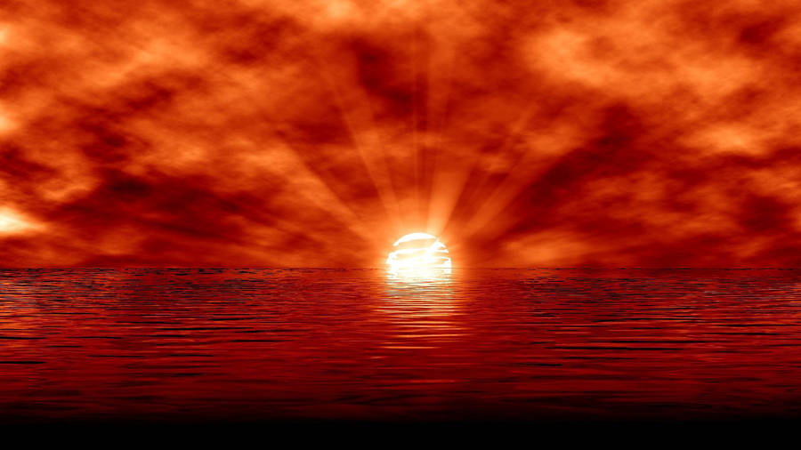 Fantastisk rød sol bakgrunnsbilde