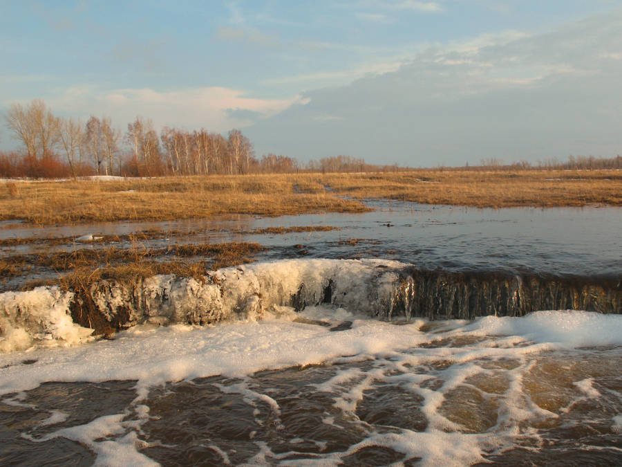 Preview wallpaper spring, flood, melted, kokshetau, nature, april