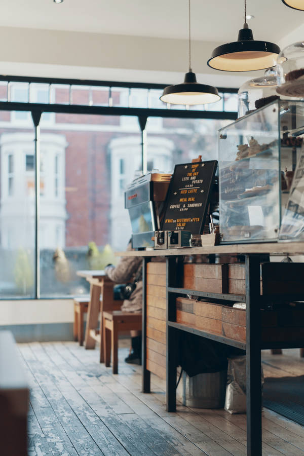 Trendy Houten Café wallpaper
