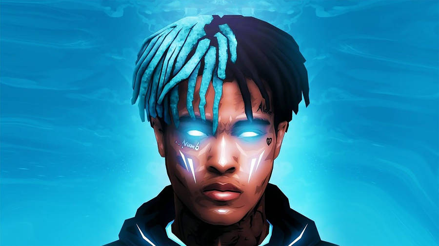 XXXTentacion avec des cheveux bleus et des yeux bleus fond d'écran.