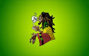 Homemde Cabelos Compridos Fumando Cigarro De Maconha. Wallpaper