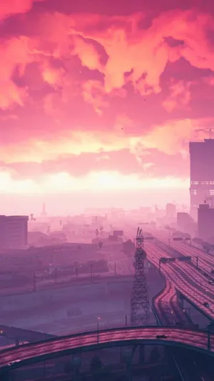 lyserød-Sky-By Gta 5 Telefon Tapet Wallpaper