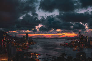Preview wallpaper city, coast, glow
