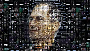 Célébration De L'innovation : Un Portrait Mosaïque De Steve Jobs Wallpaper