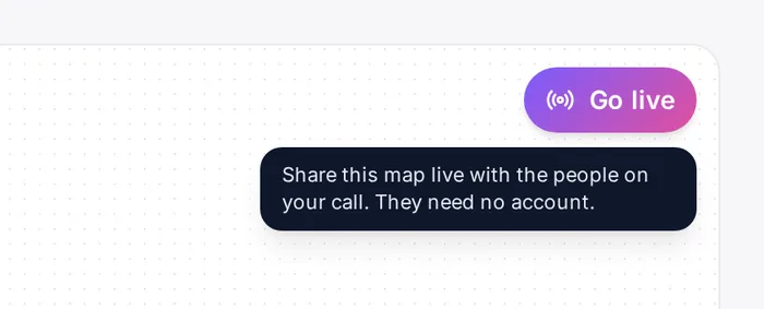The Go live button with its hover text