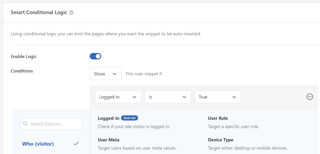 Smart conditional logic for codes