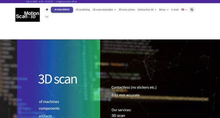 Scanmotion 3D – captura de pantalla del sitio web