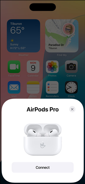 Uparivanje iPhonea s parom ugraviranih slušalica AirPods Pro.