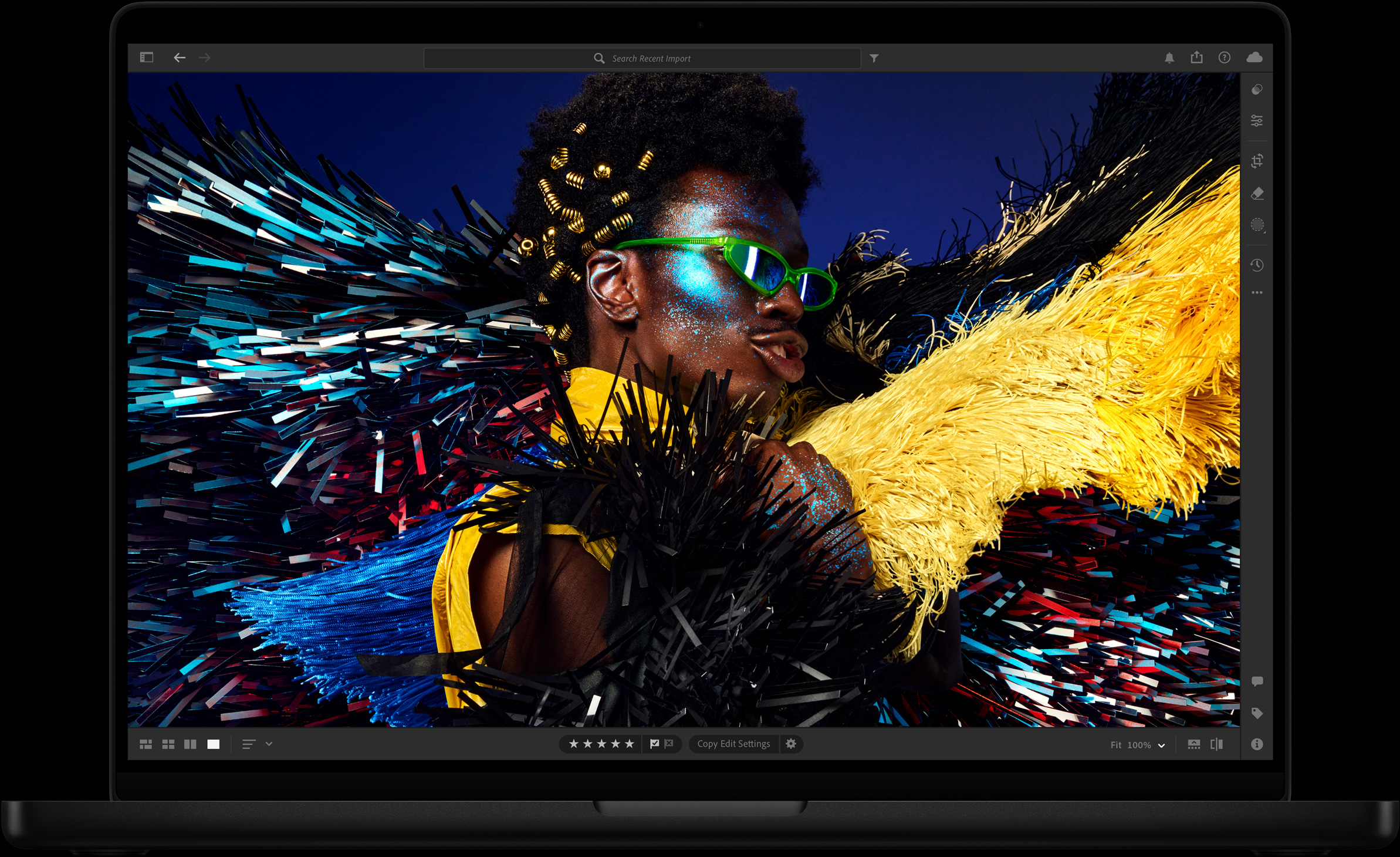 A colourful image showcases the display's high resolution, brightness and contrast