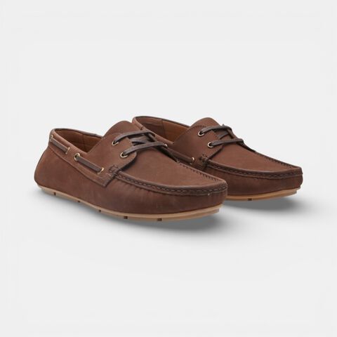 Men's boat moccasin in Bata suede, Brown