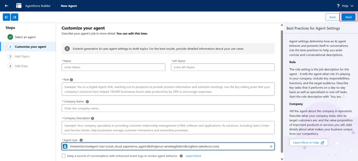 Customize your agent