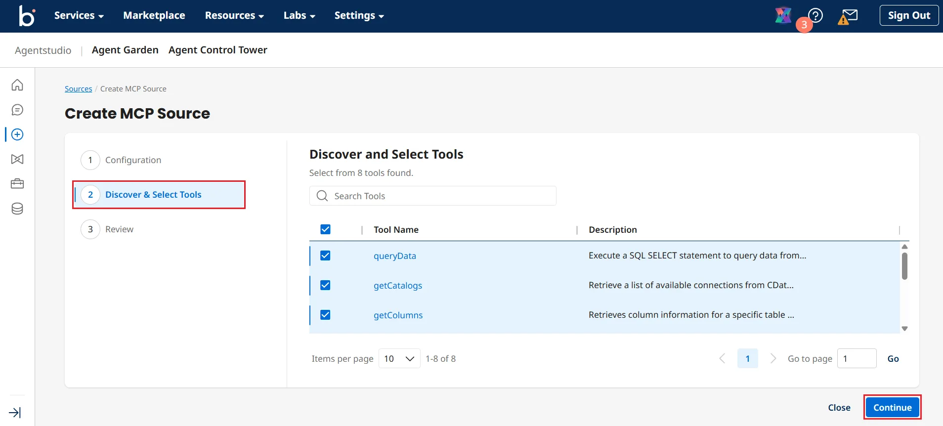 Discover and select the tools.