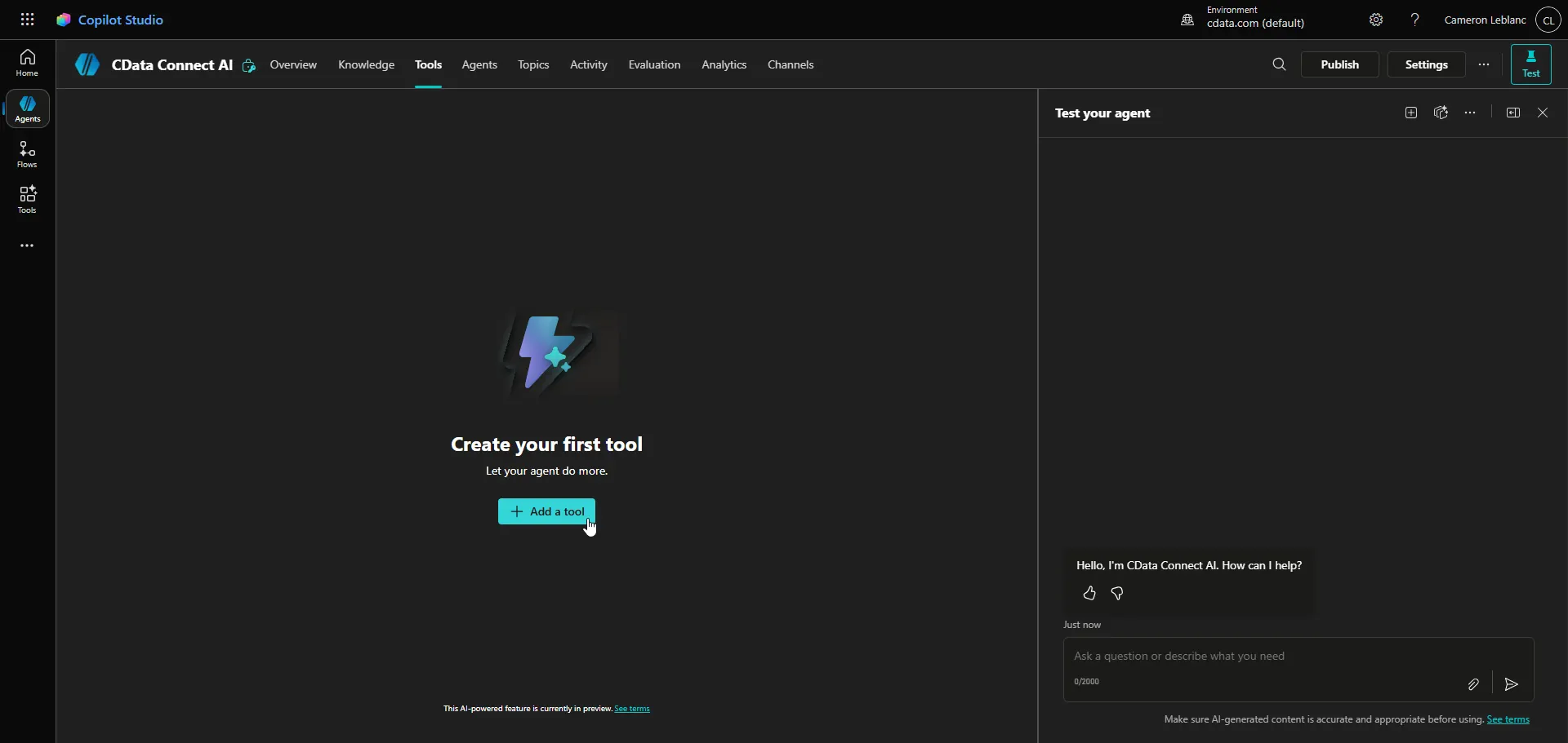 Add a Tool to the Copilot agent