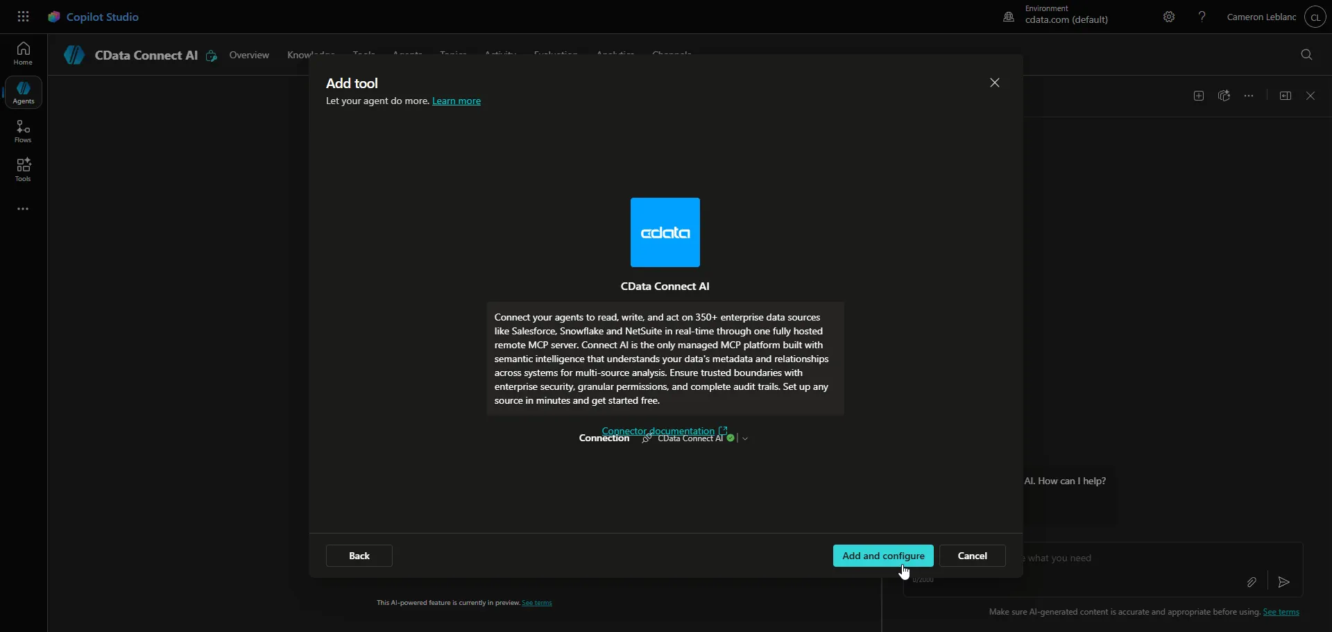 Create a new connection for the MCP Tool