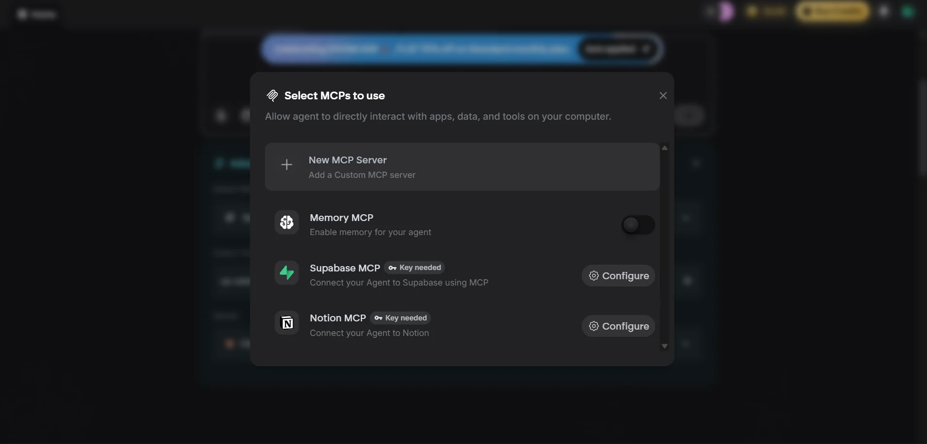 Adding a new MCP server in Emergent