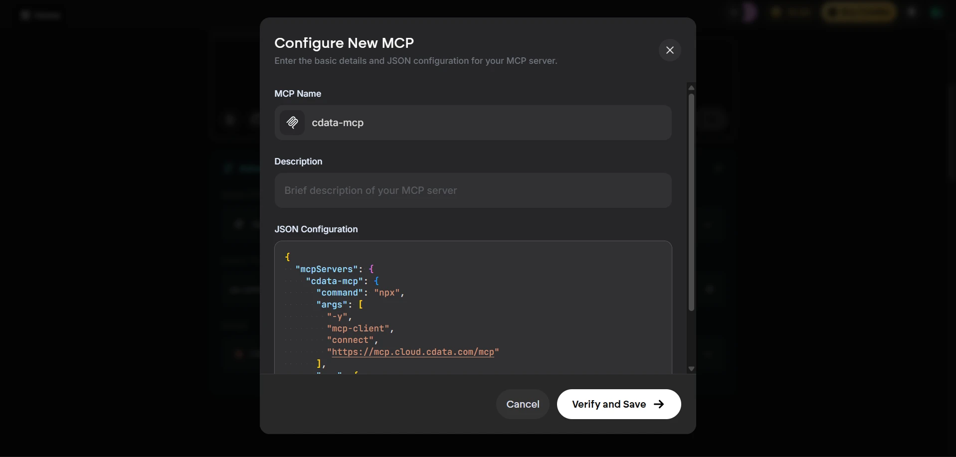 Configuring the CData MCP Server in Emergent