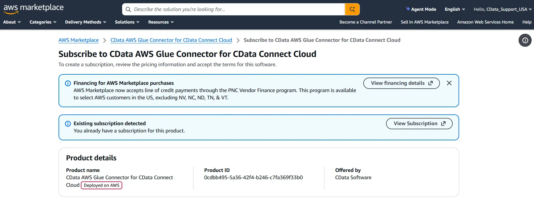 Accepted Terms and continuing Configuration