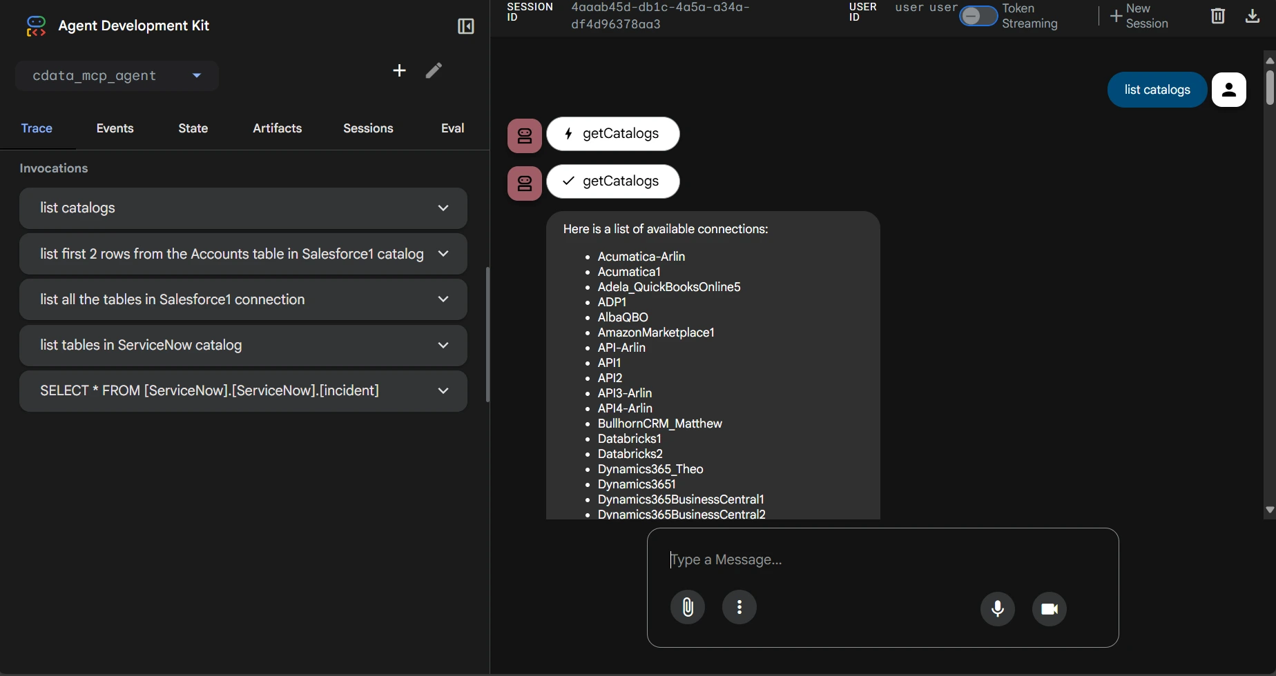 Listing connections through Connect AI