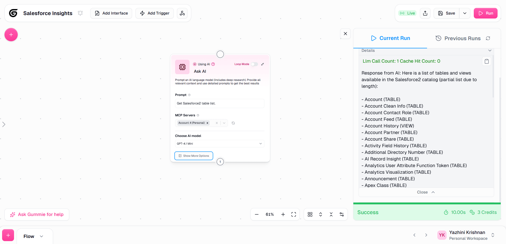 Example 2: Gumloop workflow execution