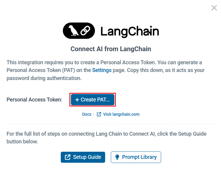 Create a Connect AI PAT.