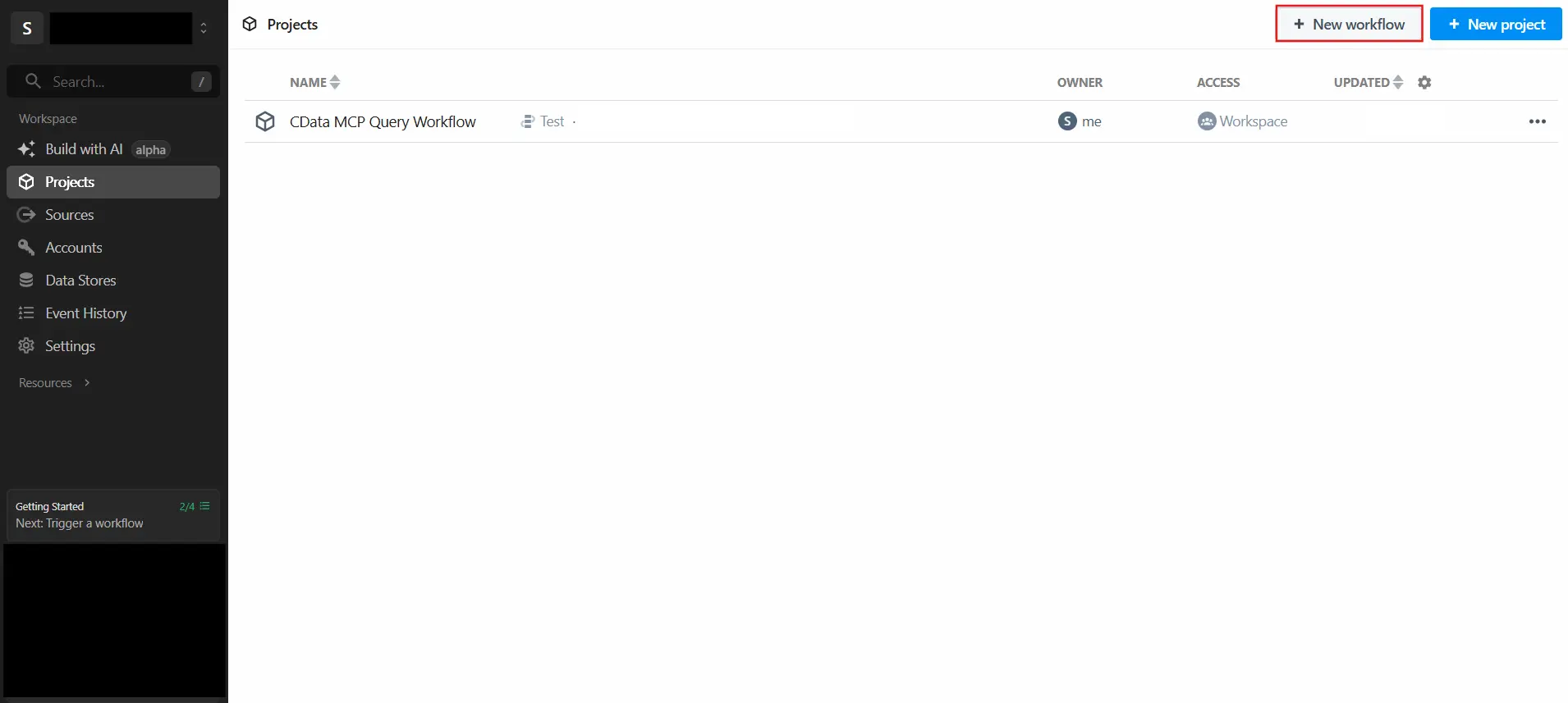 Create new workflow
