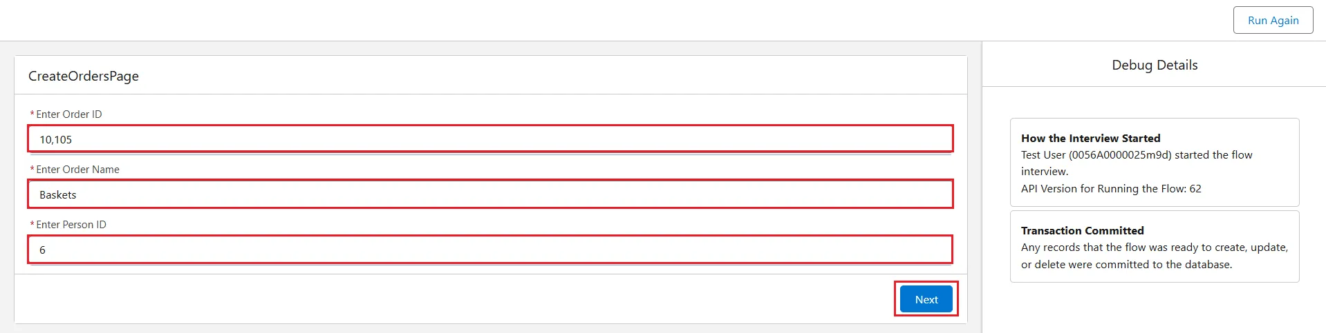 Enter the details to be edited in the Oracle table