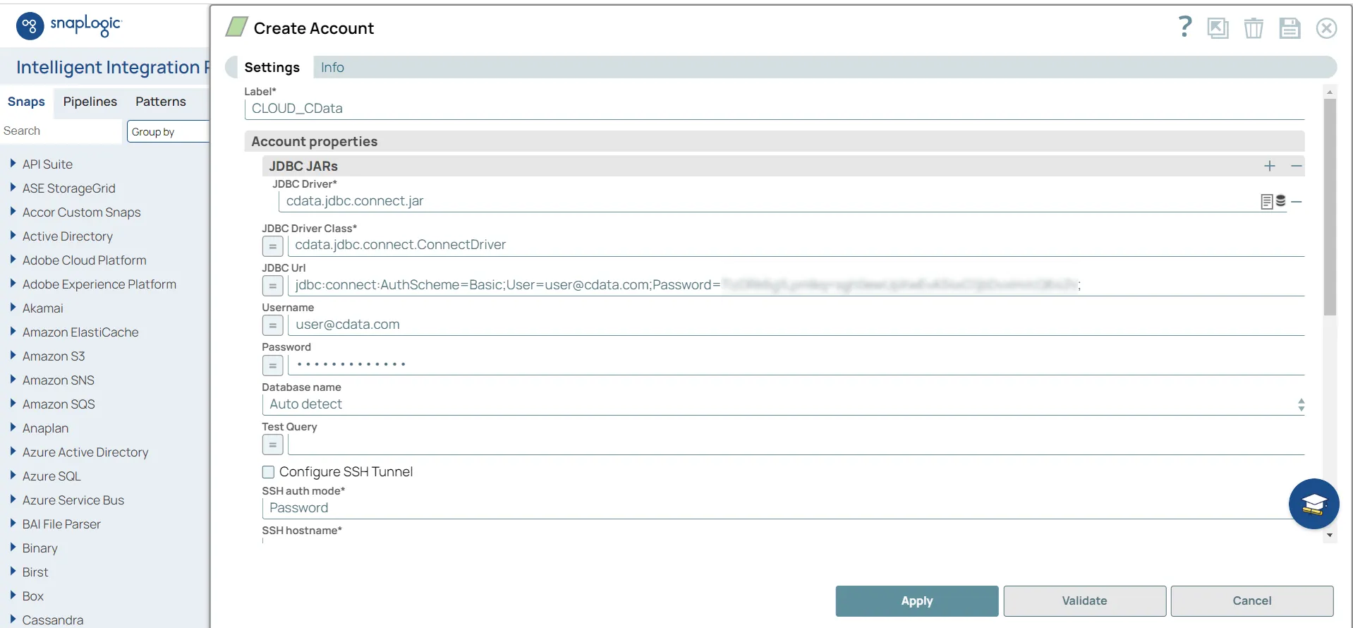 Configuring the connection to CData Connect AI.