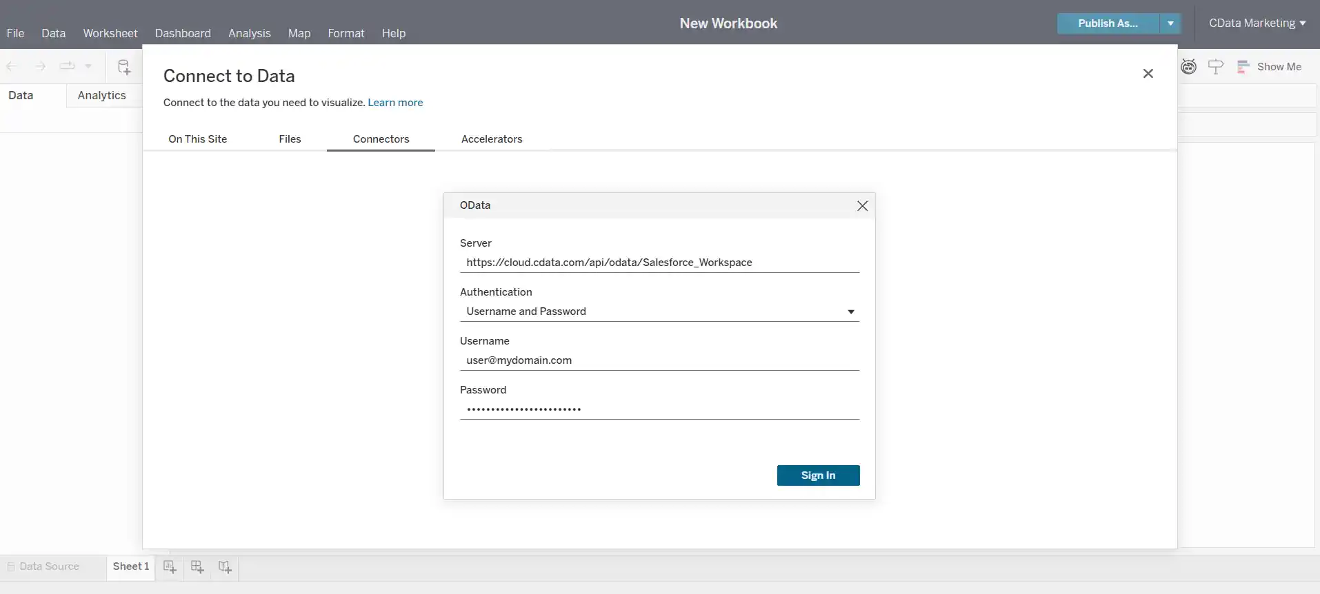 Connect to Connect AI from Tableau Cloud