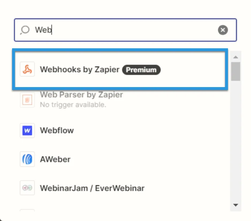 Creating a Webhooks by Zapier Zap.