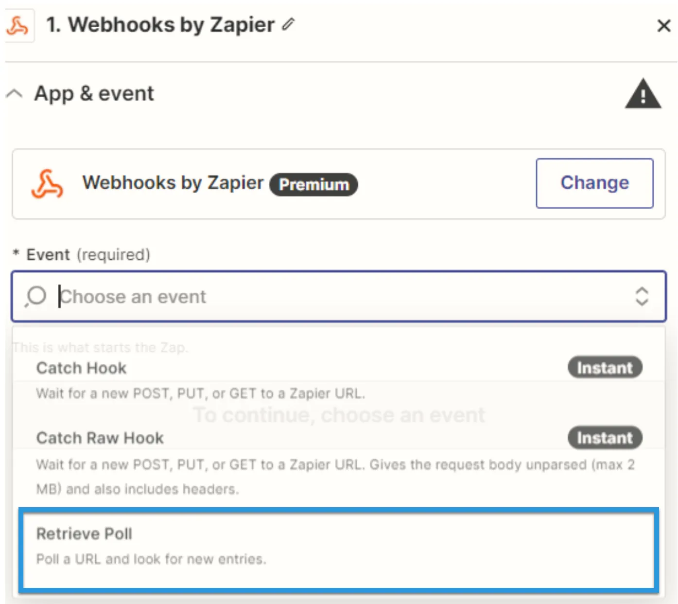 Creating a Retrieve Poll event.
