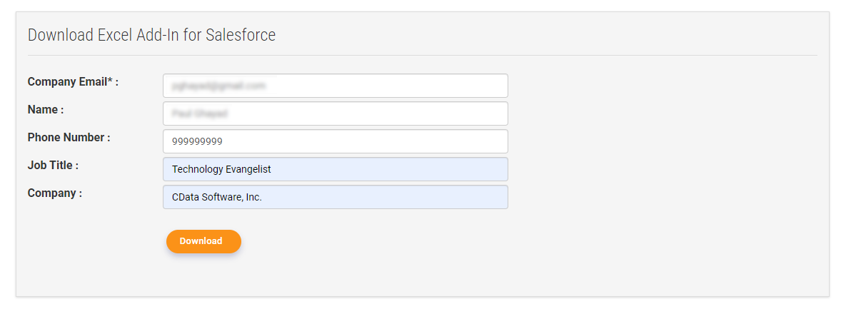 Filling in contact info