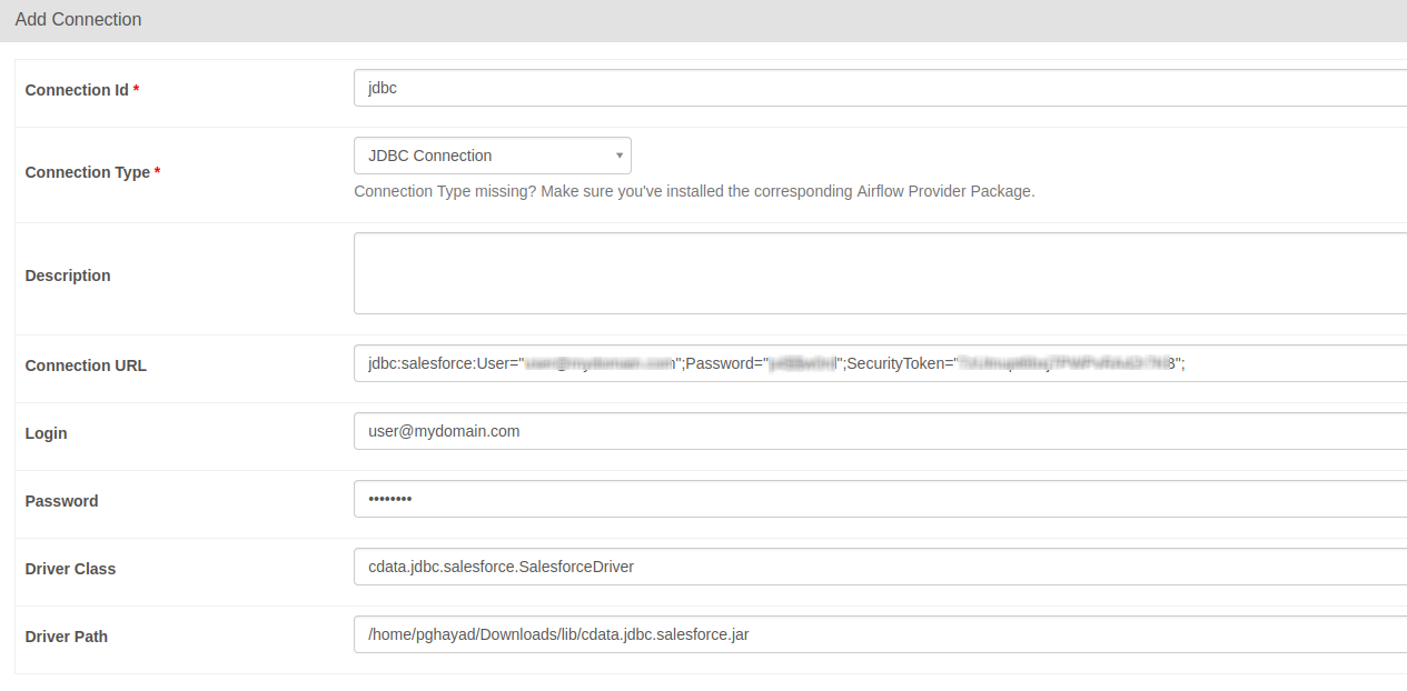 Add JDBC connection form