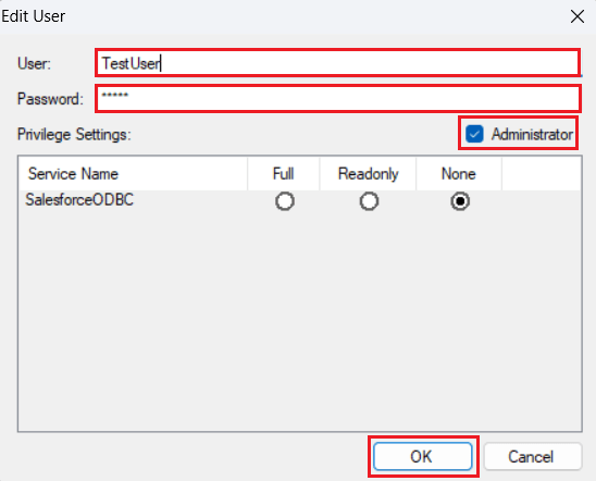 Add a new user and save the credentials