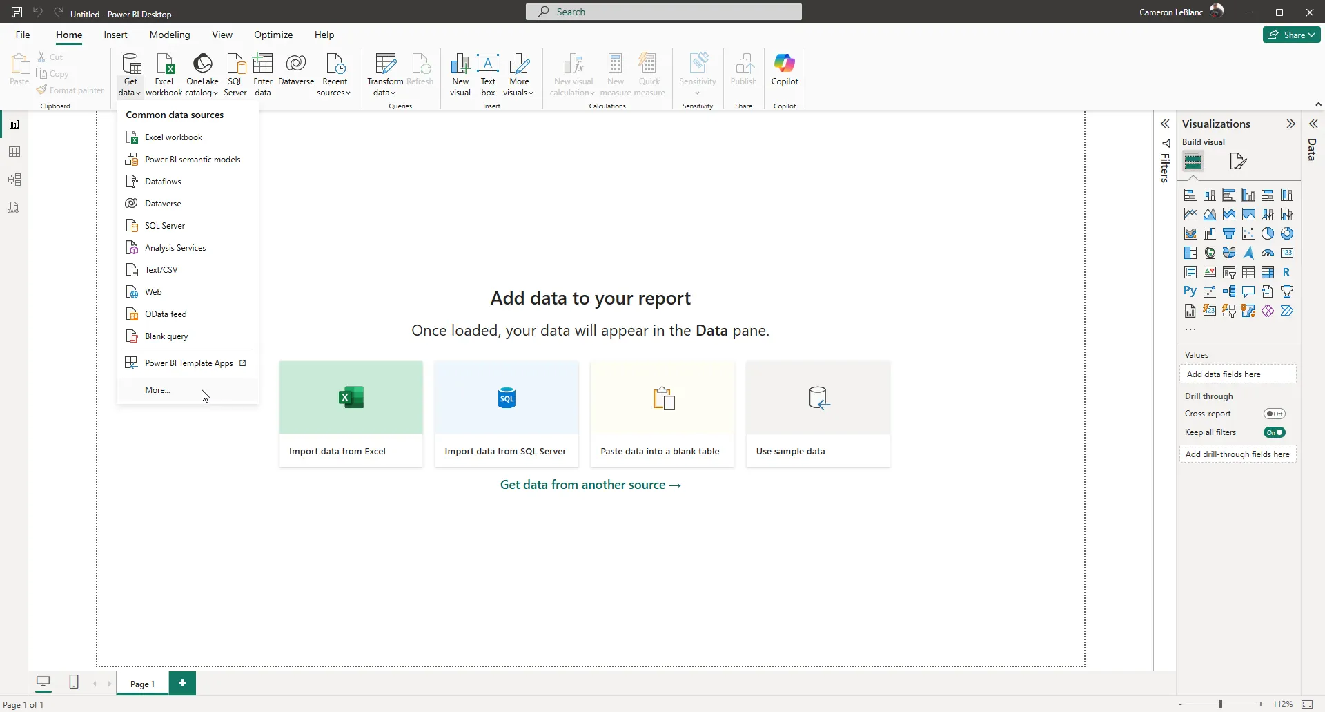 Open Get Data window.