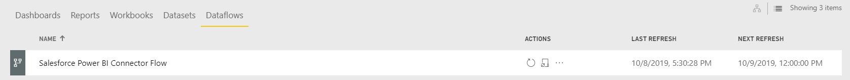 Scheduled refresh of Dataflow.