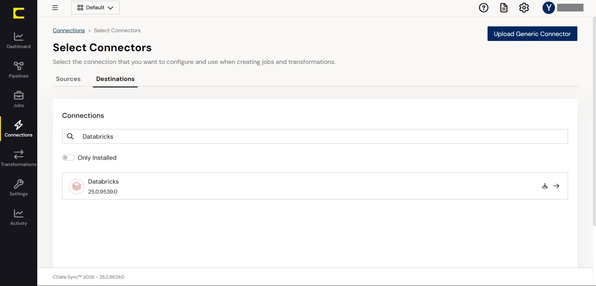 Configure a Destination connection to Databricks.