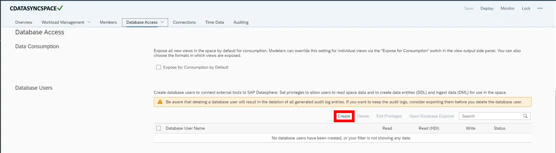 Create Database User Create Database User