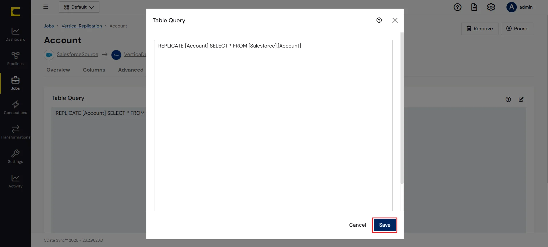 Configure a replication Transform.