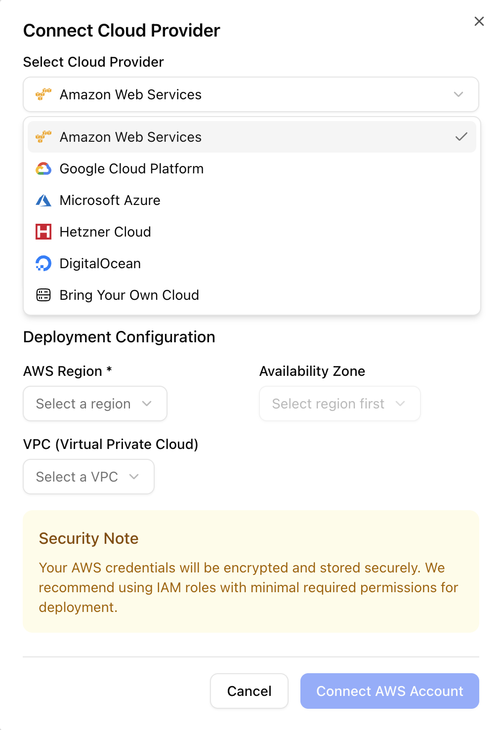 Cloud 66 Add Cloud Screenshot