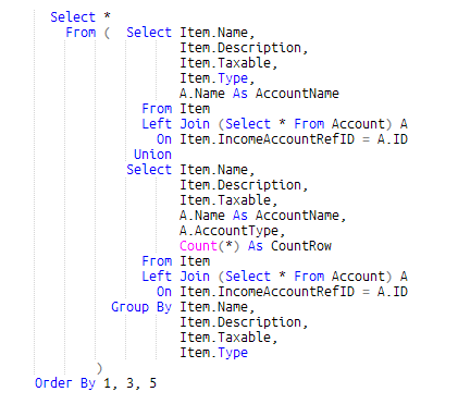QuickBooks Online Standard SQL