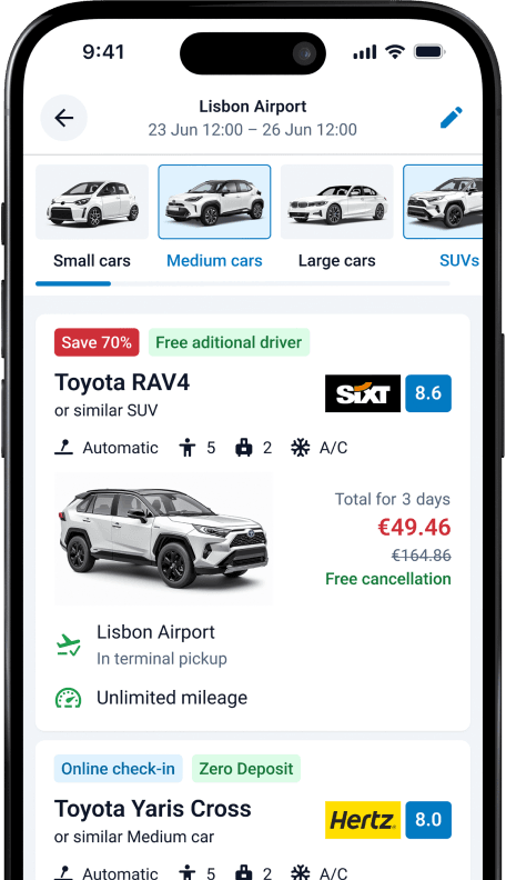 A DiscoverCars.com alkalmazás a lisszaboni repülőtér közepes méretű autói keresési találataival nyílt meg