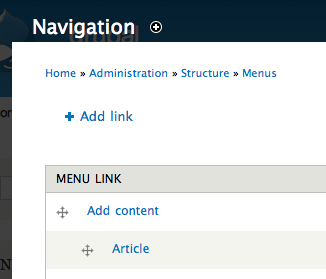 Screen shot of local task link