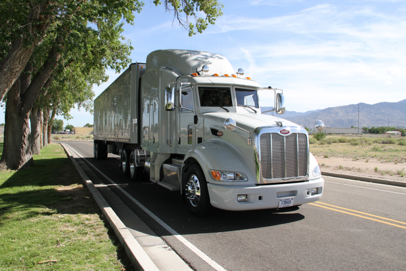 An armored semi-truck from the Office of Secure Transportation