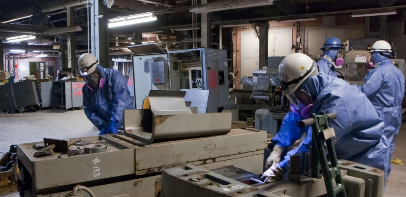 Workers in safety suits at Y-12 