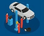 Isometric Teamwork Garage Vector