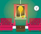 Warm Living Room With Modern Lamp Vector