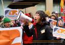 Ellie Harrison of Get Glasgow Moving speaking at a rally