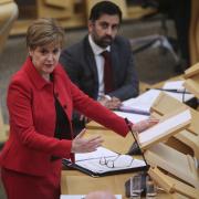 Nicola Sturgeon and Humza Yousaf pictured in Holyrood in 2021 during an update to MSPs on changes to the Covid-19 restrictions.