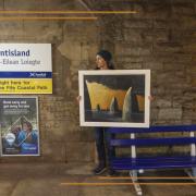 Artist Leo du Feu at his gallery and studio on platform one at Burntisland Station in Fife